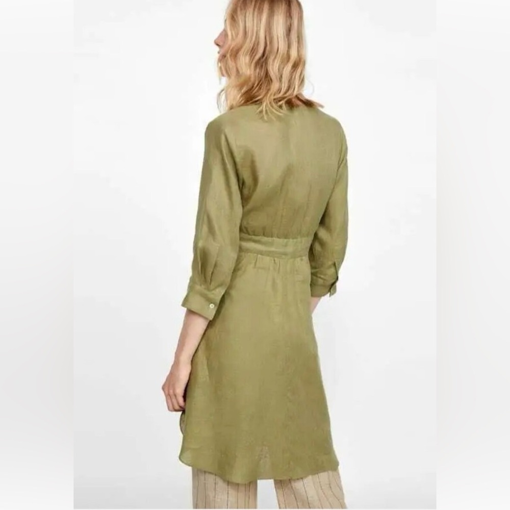 Zara Woman Olive Green Tie-Front Top - Picture 9 of 9